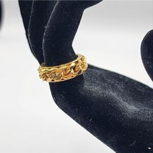 Michael Kors gold tone chain link band ring Sz 6